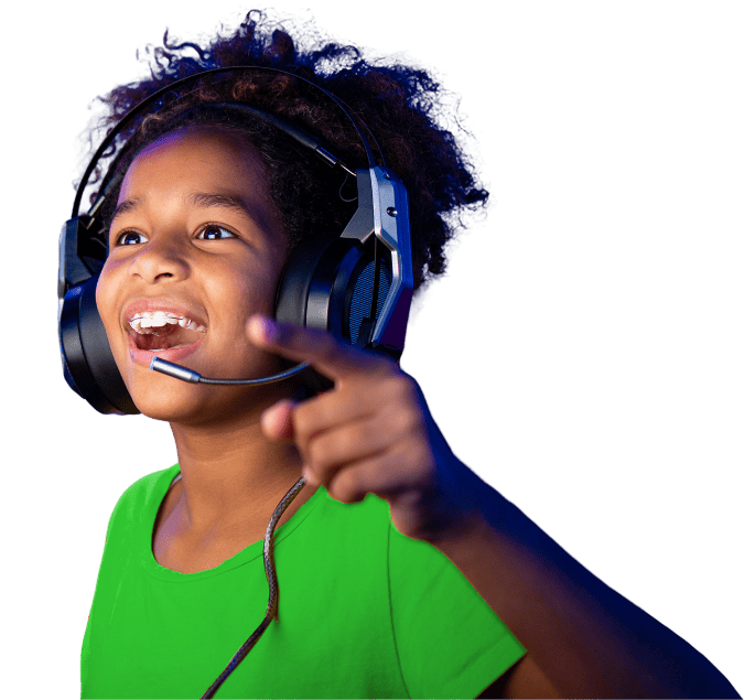 Child wearing gaming headset